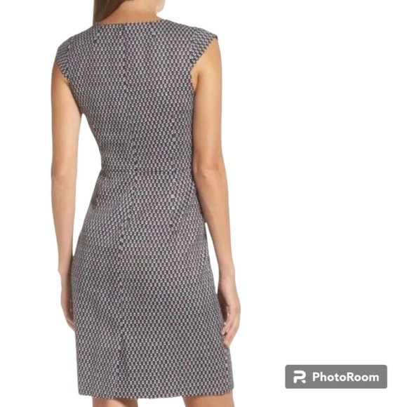 J. Crew Cap Sleeve Matelasse Sheath Dress Size 0 - Picture 2 of 10